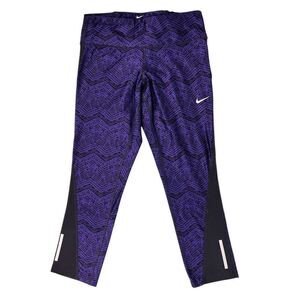 Nike Dri-Fit Running Purple Crop Leggings Mid Rise 22" Inseam Size Small